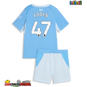 Camisa de Futebol Manchester City Phil Foden #47 Equipamento Principal Infantil 2026-27 Manga Curta (+ Calças curtas)